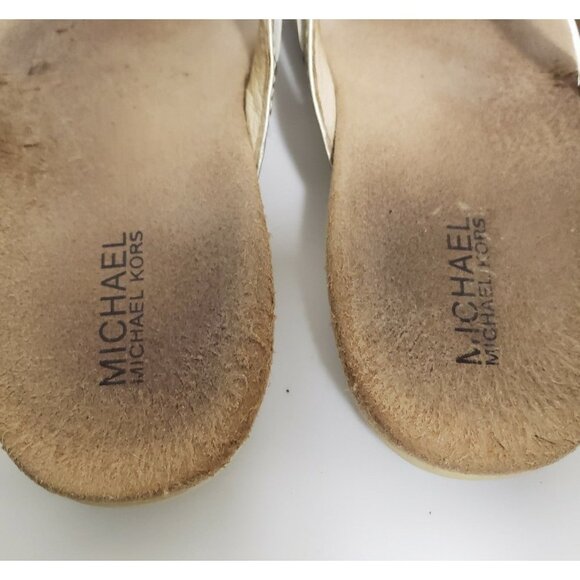 Michael Michael Kors sz 7.5 gold thong Sandals leather support - Picture 11 of 12